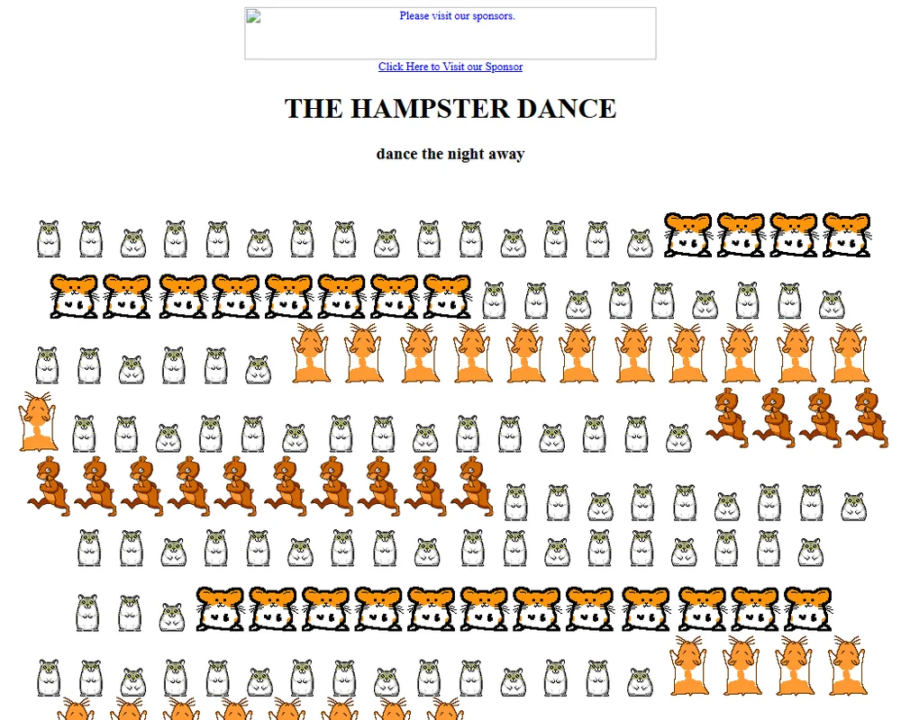 Die Startseite von hamsterdance.com am 21. April 1999, mitten in der Welle