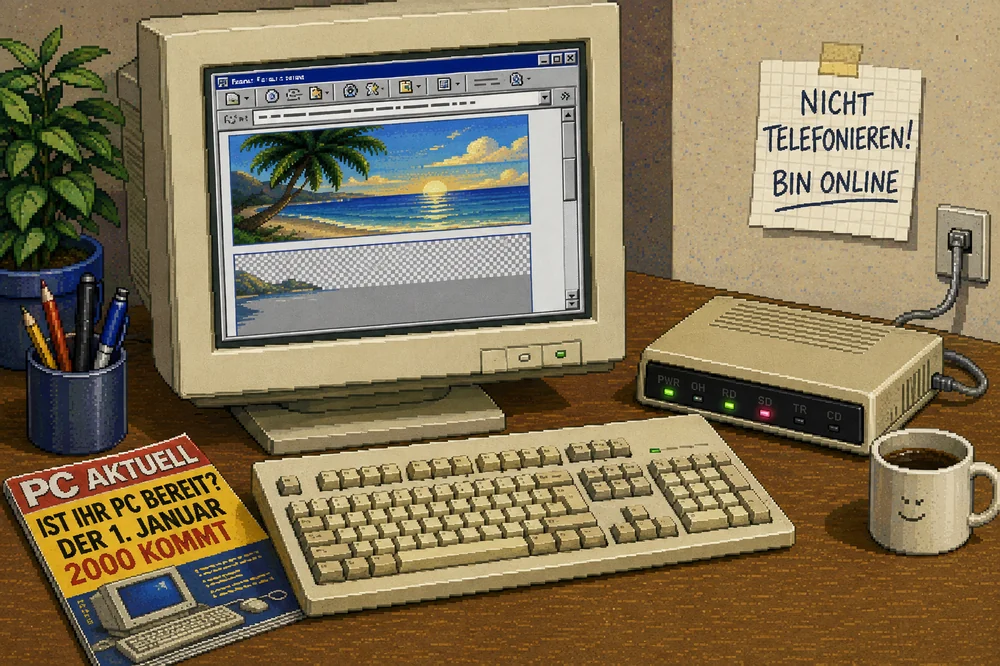 Das Bild baute sich von oben nach unten auf. Die untere Hälfte war noch leer, und die Telefonleitung war belegt.