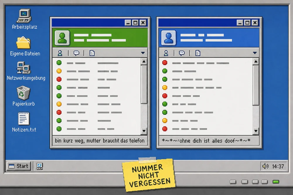 Zwei Kontaktlisten nebeneinander, darunter je eine Statuszeile. Die sagte damals mehr als jeder Beitrag.